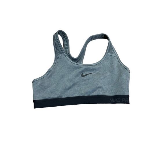 Nike Womens Pro Classic Sports Bra Carbon Heather/Black medium - Picture 1 of 4